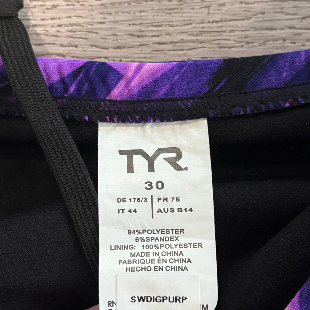 TYR Swim Briefs Mens 30 Purple Digi Print Training Racing Trunks SWDIGPURP